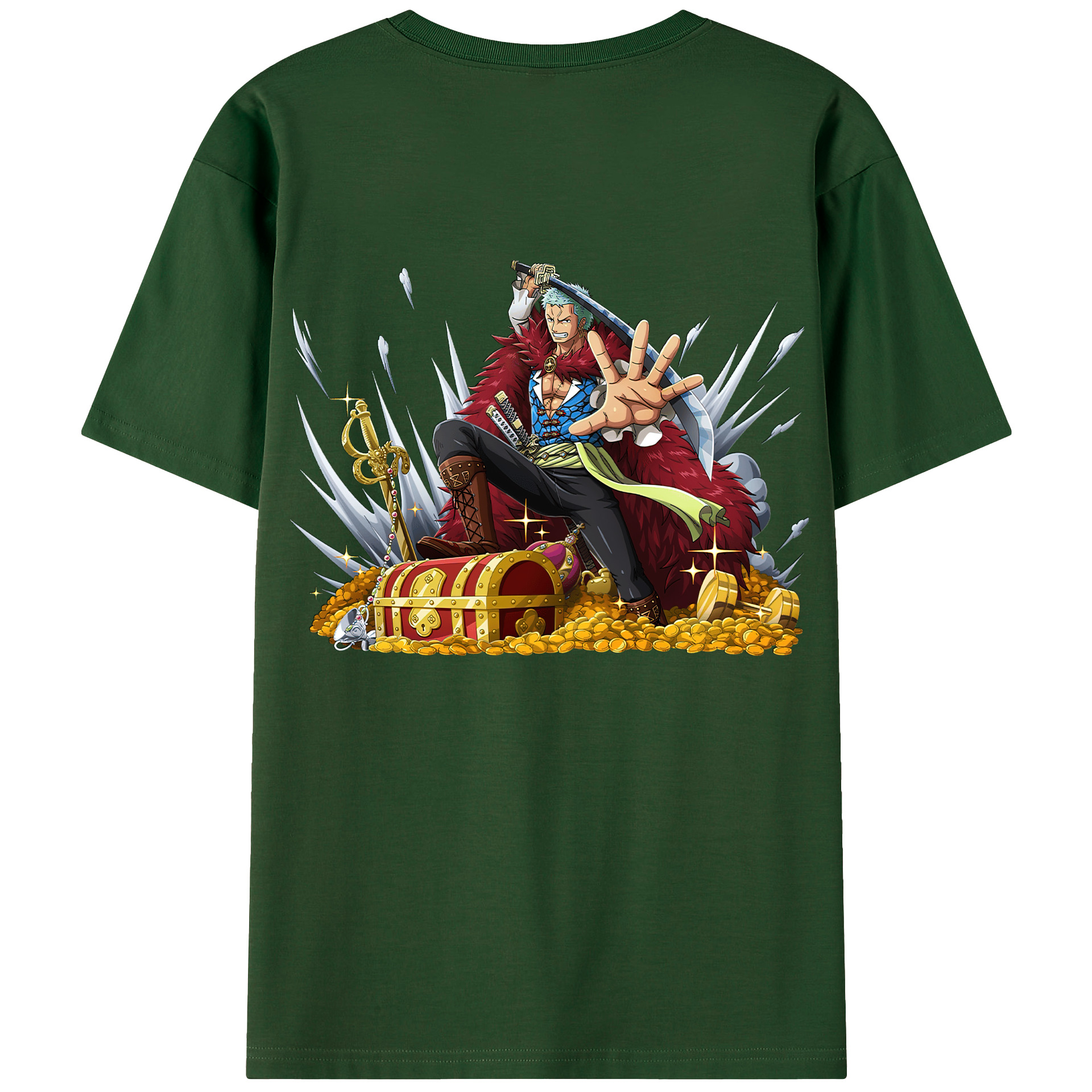 ワンピース ロロノア・ゾロ ONE PIECE Roronoa Zoro 綿100％半袖Tシャツ（背面プリント）